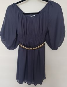 Anthropologie Odille Balloon Sleeve Blouse w/Belt, GRAY - SIZE 2